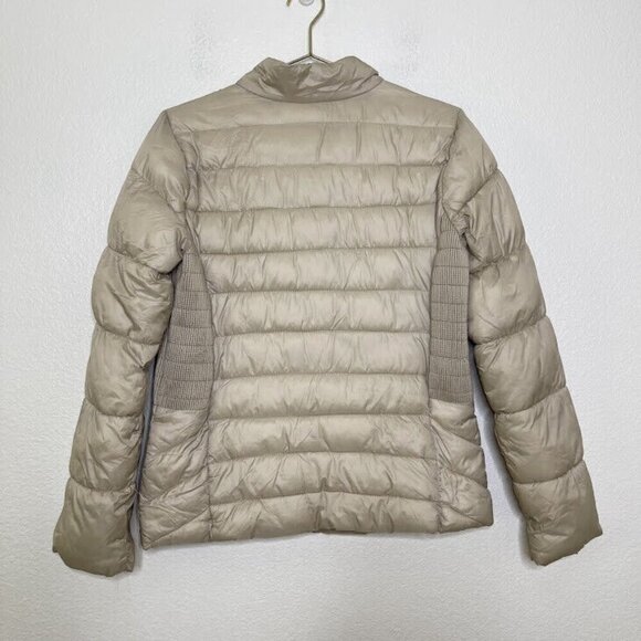 Via Spiga Puffer Jacket Size Medium Beige Full Zip Nylon Winter Packable Coat - Picture 11 of 11